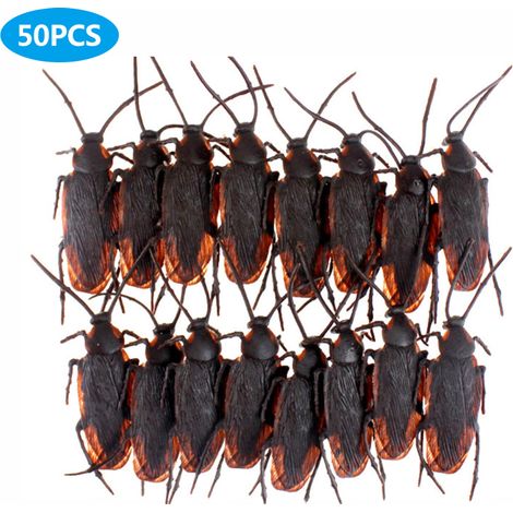 Irovami 50 faux cafards réalistes, insectes effrayants en caoutchouc pour farces et attrapes. (1/5)