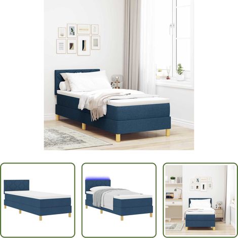 Lits LED - Lit à ressort LED avec matelas avec LED Bleu 80 x 200 cm tissu (1/5)