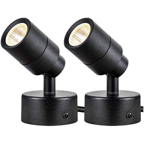 Lot de 2 spots LED d'intérieur, 3 W, éclairage indirect vers le haut, projecteur de sol, 3000 K, éclairage d'accentuation intérieur (1/5)