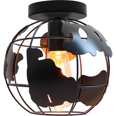 royaluxe- Plafonnier Rétro Créatif Lustre Vintage Lampe De Plafond Cage En Métal En Fer E27 Pour Restaurant, Chambre À Coucher, Bureau (Noir) (1/5)