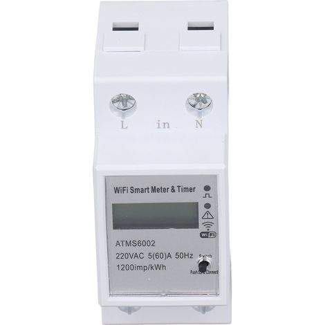 Intelligenter WLAN-Stromzähler, Energiemonitor, Schalter, einphasig, Führungsschiene, 2-polig, AC 220 V (1/5)