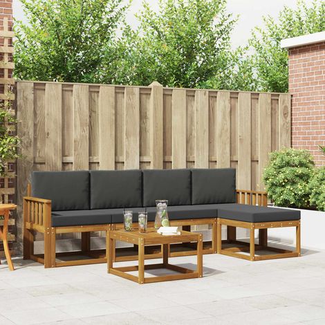 vidaXL Outdoor-Sofagarnitur mit Kissen 6 pcs Natur und Anthrazit (1/5)