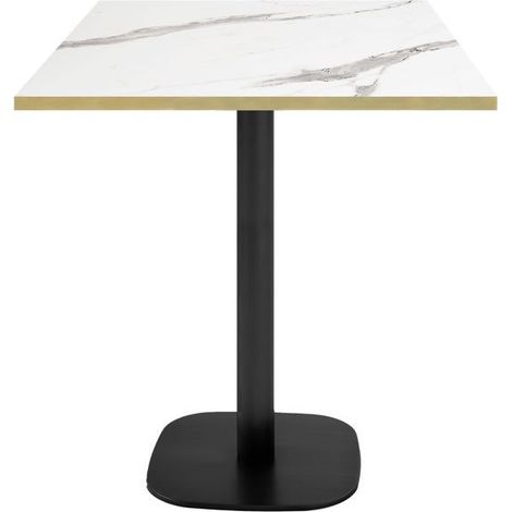 Table 70 x 70 cm - modèle Round snack marbre blanc chants laiton