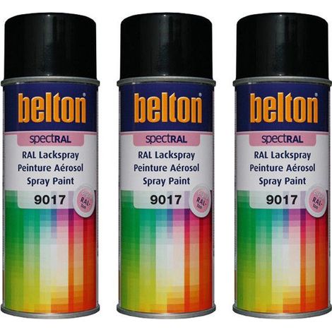 3 bombes de peinture Belton Spectral RAL9017 Noir signalisation 400ml