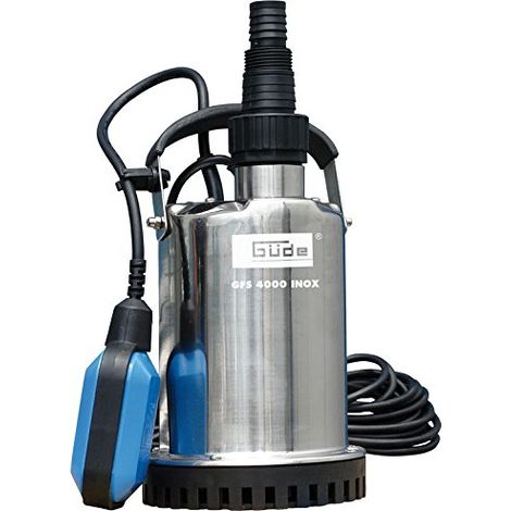 Gude 94606 GFS 4000 INOX pompe aspirante plate pompe submersible (400W, debit 700 l/h, filetage de raccordement 1 1/2 " IT), noir, bleu, acier inoxydable (1/4)
