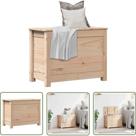 The Living Store Truhe 60x32x45,5 cm Massivholz Kiefer - Aufbewahrungsb Box - Holzkiste - Kiefernholz - Truhe - Möbel (1/5)
