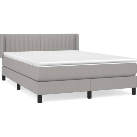 Maison Exclusive - Cama box spring con colchón tela gris claro 14