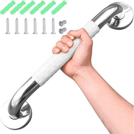Barra de Apoyo para Baño Mango de Seguridad Antideslizante de 50 cm para Bañera en Acero Inoxidable Blanco (1/5)