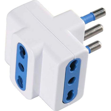 Adattatore Elettrocanali triplo bianco spina 16 a + 3 prese da 10 / 16 a