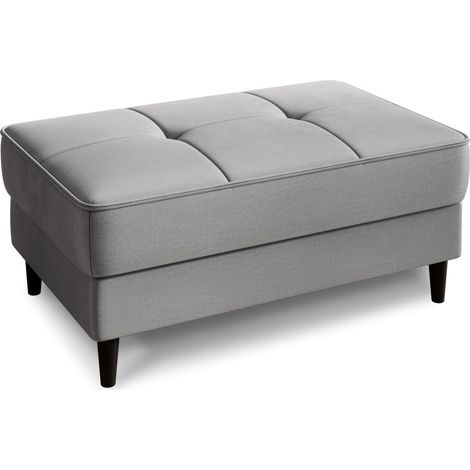 Pouf avec rangement en velours BOZA-Gris clair (1/5)