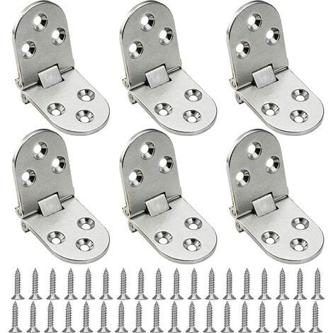 6 pièces argent 1 avec vis 6 rabats charnière de porte pliante charnière de table en bois charnière,Pour meubles de maison, portes et fenêtres, etc. (1/5)