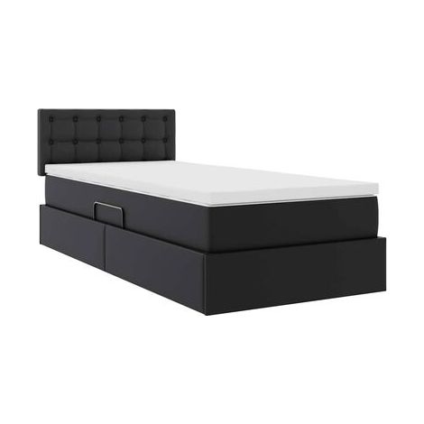 Lit coffre (avec matelas), noir, 90 × 190 cm, similicuir, espace de rangement généreux, meuble de chambre, design contemporain, montage facile (1/5)