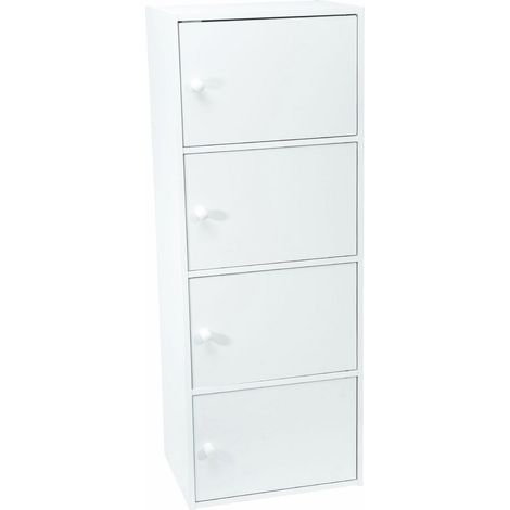Werka Pro – Meuble de rangement blanc 4 portes – Dimensions 106 x 40 x 29 cm – Panneaux MDF – Design épuré pour intérieur moderne