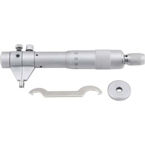 Innenmikrometer, Innendurchmesserlehre, Bohrungsdurchmesser 5–30 mm, Genauigkeitsbereich 0,01 mm, Schraubenschlüssel + Kalibrierring + Holzbox, silberfarben, einteilig (1/5)