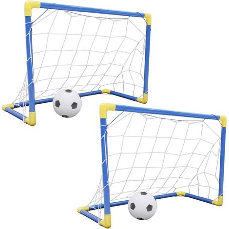 Faltbares Doppelfußballtor für Kinder im Freien mit Ballpumpe und Trainingsspielzeug