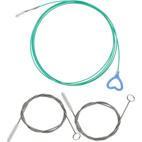 Kit 3 Brosses de Drainage Longues & Flexibles (1x 3M Vert, 2x 1M Gris) - Outil de Débouchage Nettoyage Tuyaux Voiture Toit Ouvrant, Réfrigérateur & Climatisation Auto (1/5)