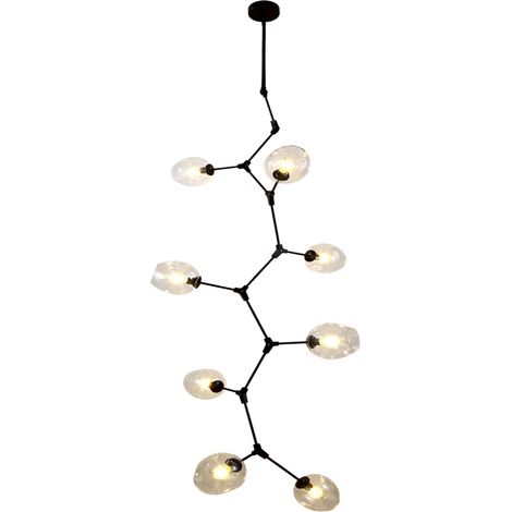 Chemistry nero verticale - Lampada a sospensione moderna verticale nera a 8 luci