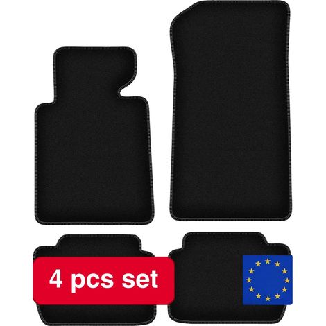Juego de alfombras, diseño de lujo en todos los aspectos, ajuste perfecto, color negro. (1/5)