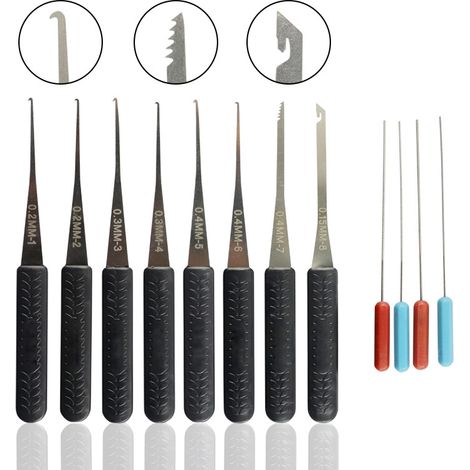 Sollbry 12PCS 0,2 à 0,4 MM Extracteur De Clef Cassé Outils D'extraction De ClésKit Crochetage Serrure Extracteur Clé Pour Serruriers Maintenance Et Formation (1/5)