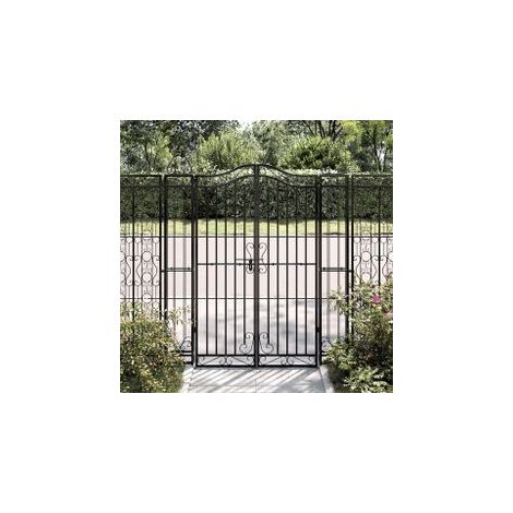 Portail de jardin noir 121x8x150 fer forgé (1/5)