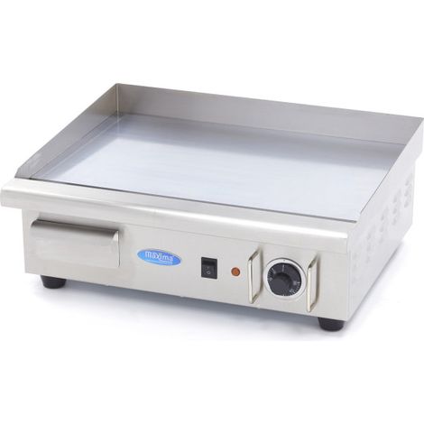Plancha professionnelle électrique - Chrome lisse - 55cm - incl. Bac de récupération - Maxima (1/5)