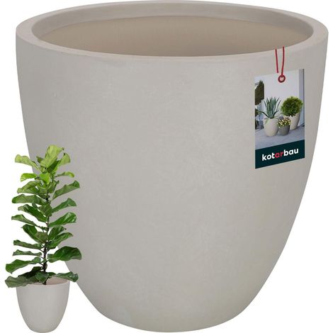 KOTARBAU® Pot de Fleur Interieur, Cache Pot Plante Ø 36 cm, Fibreclay, Pot pour Orchidées, Pot de Fleurs, Bac à Fleurs, Aspect Béton, Beige (1/5)