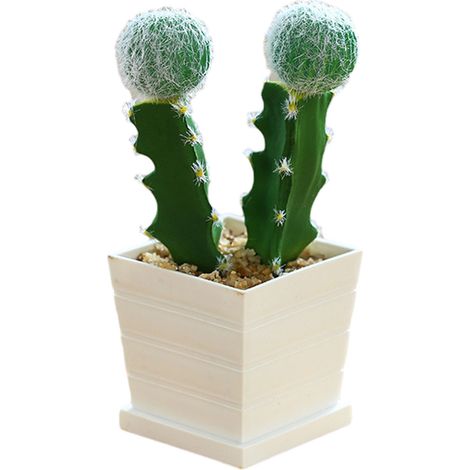 Cactus Artificiel - Pot Plastique - Décoration Intérieure Bureau Boutique Café - 1 Pièce (1/5)