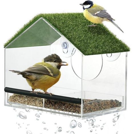 MINKUROW Comedero Para Pájaros Al Aire Libre, Comedero Para Pájaros Colgante Con 3 Ventosas, Comedero Para Pájaros Con Cubierta Transparente, Casa Para Pájaros Al Aire Libre Para Balcón De Jardín, 20  (1/5)