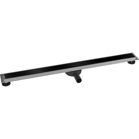 BERNSTEIN - Caniveau de douche à l'italienne Acier inox avec Siphon, Drain de cabine Filtre anti-odeurs - FlexGL01-3 - Verre noir - 100cm (1/3)