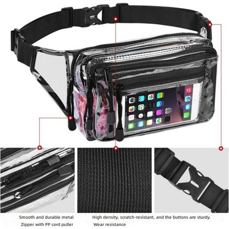 Sac banane transparent multi usage pour le travail, les voyages et sport noir (1/5)