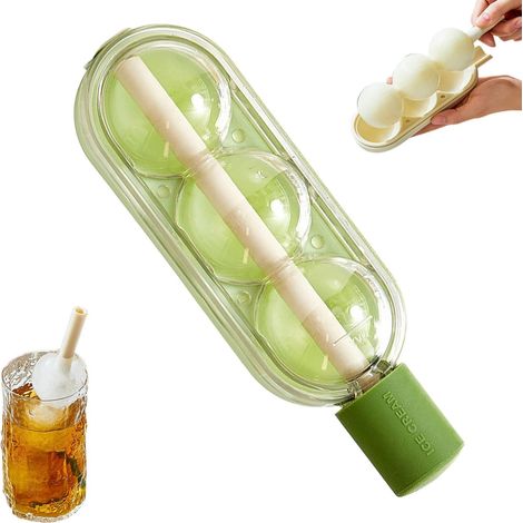 Gefrier-Eiswürfelform, 2-in-1 mit Auslösemechanismus und Strohhalm, für Getränke, Whisky, Kaffee, Bar, Party, Picknick, Camping, Zuhause, Kühlschrank, Küche (1/5)