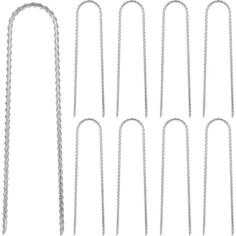 10 Pièces Piquets Galvanisés en U, 30 cm Ancrage au Sol et de Terre, pour Trampoline, Tentes, Camping, Chapiteaux, Jardin (1/5)