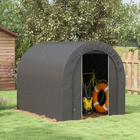 Outsunny Abri de Jardin Tente de Rangement Extérieur - Abri de Vélo, Bâche en PE, Cadre Métallique, 240x180x190cm, Gris Foncé