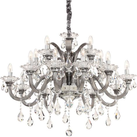 Lampadario Classico Colossal Metallo-Cristallo Grigio 15 Luci E14 (1/2)