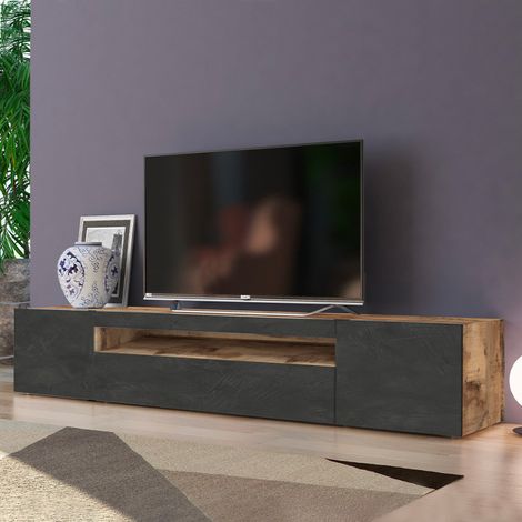 TV-Schrank 200 cm Design 2 Türen Klappschublade Daiquiri Ardesia Pero L (1/5)
