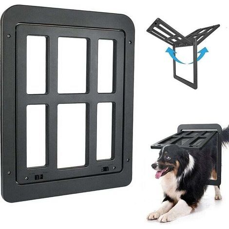 Porte pour chien noire, facile à installer et verrouillable, pour chiens de taille moyenne et grande (34 cm x 44 cm) (1/4)
