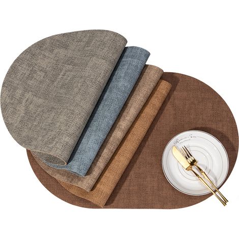 Lot de 5 sets de table ovales en similicuir, style simple. (1/5)