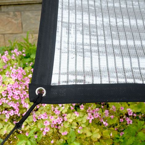 Luftdurchlässiges, UV-abweisendes Gewebe, strapazierfähiges Sonnenschutznetz für den Außenbereich, reflektierendes Aluminiumfoliennetz, 75 % Schattierungsgrad, Balkon, Dachbegrünung (2 x 2 m) (1/5)