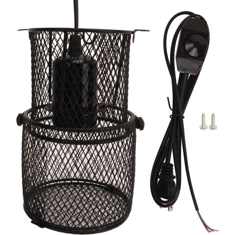 Ortviai Protecteur de Lampe Chauffante pour Reptiles avec Douille Céramique E27 et Grille Rétractable – Sécurité Anti-brûlure