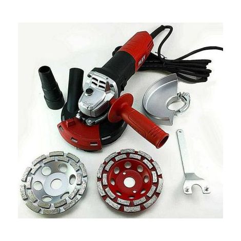 Ponceuse fraiseuse à béton électroportative 800W – 2 meules diamantées 125mm – Kit d'aspiration inclus – Pour meulage sans poussière