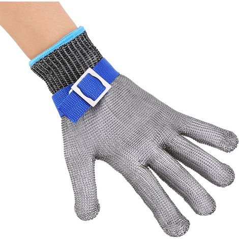 Gant de boucher en coton, résistant aux coupures et aux perforations, en maille métallique d'acier inoxydable. (1/5)