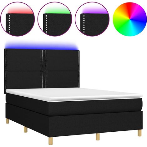 Maison Exclusive - Letto a Molle con Materasso e LED Nero 140x190 cm in Tessuto (1/5)