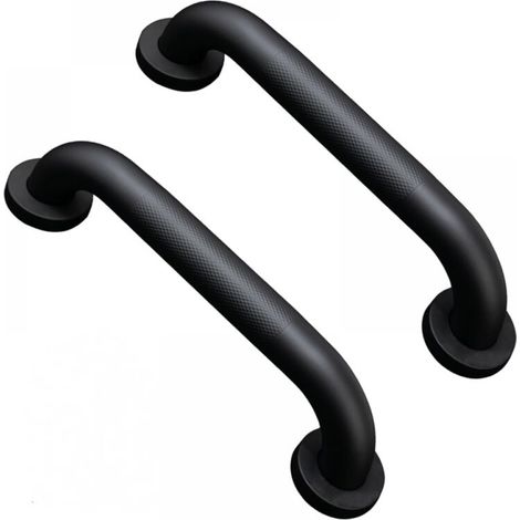 Rutschfester Haltegriff fürs Badezimmer mit gerändeltem Griff (2er-Pack, 30 cm, schwarz) (1/5)