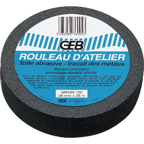 GEB – Toile abrasive waterproof 100 grain 38mm x 25m – Pour ébavurage et nettoyage tuyaux PVC – Flexibilité pour espaces restreints (1/5)