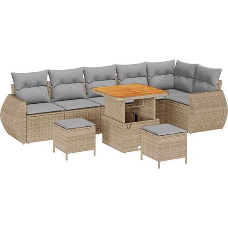 Maison Exclusive - Gartensofa-set 9 pcs Beige Poly-Rattan