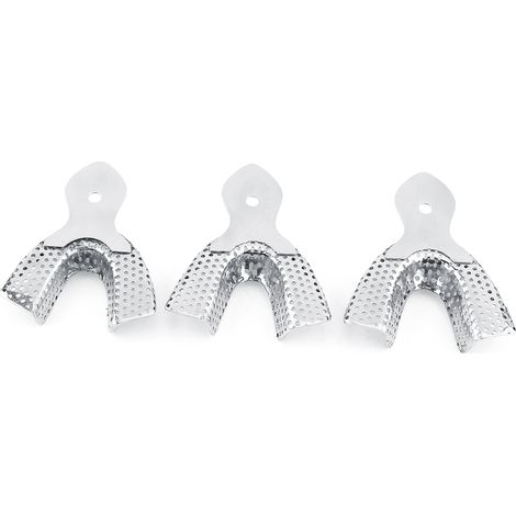 Lot de 6 porte-empreintes dentaires autoclavables en acier inoxydable (supérieure et inférieure). (1/5)