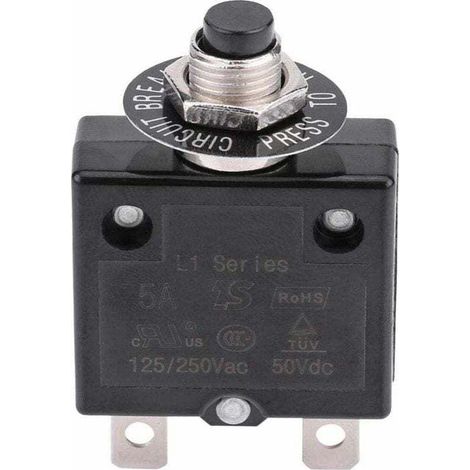Disjoncteur 10A Interrupteur thermique de réinitialisation en option, 125-250V AC 50V DC Disjoncteur à bouton-poussoir de protection contre les surcharges de courant (1/4)