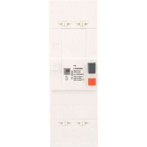 Disjoncteur 2P 60A - Protection Différentielle 30-60A - Montage Rail DIN - Sécurité Circuit Électrique (1/5)