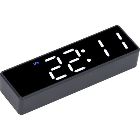 Minuteur d'entraînement numérique LED, horloge de table électronique multifonctionnelle pour chambre et salle de sport (cadre noir, affichage vert et blanc) (1/5)
