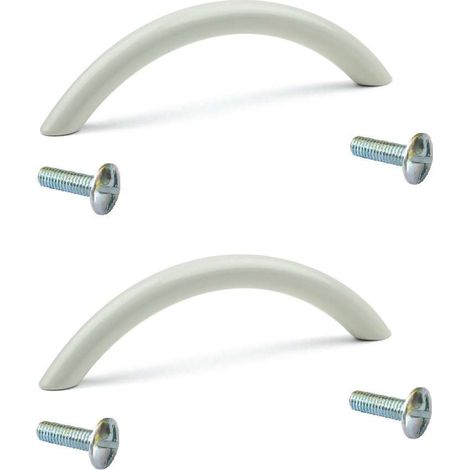 2x Poignée de meuble acier finition blanc brillant entraxe 128mm longueur 146mm hauteur 30mm Placard Porte Cuisine Armoire Tiroir Buffet (1/2)